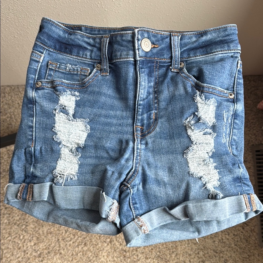 Aeropostale Denim Distressed Women's Shorts Size 0
